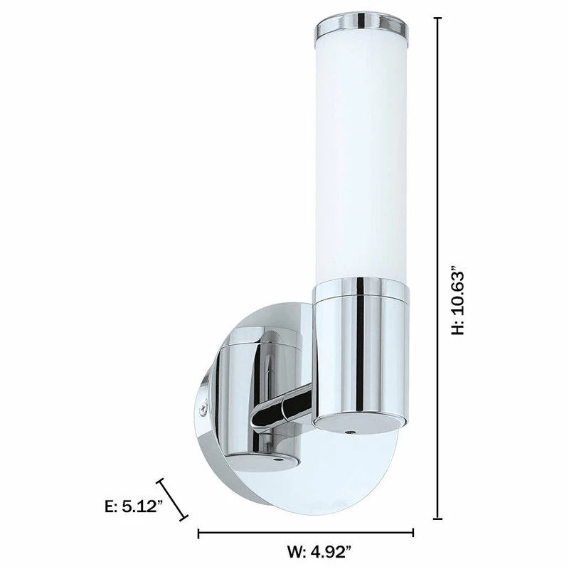 EGLO USA 1x6W LED Vanity Wall Light, Chrome Finish And Opal Glass 3 EGLO USA 1x6W LED Vanity Wall Light, Chrome Finish And Opal Glass - Image 3