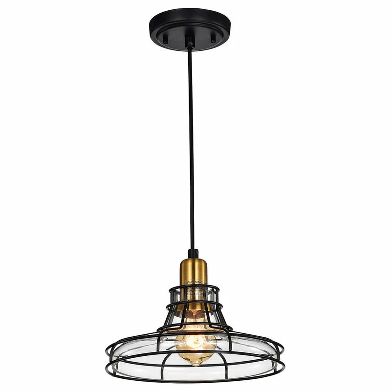 Edvivi Lighting Locke 1-Light Black And Antique Gold Pendant With Clear Glass Shade 1 Edvivi Lighting Locke 1-Light Black And Antique Gold Pendant With Clear Glass Shade