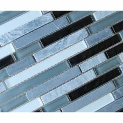 Anatolia Bliss Bliss Midnight Stone And Glass Linear Mosaic Tile, 12"x12" Sheet -home bar shop 76f15ca907bdbbb6 4616 w800 h800 b0 p0