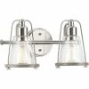 Progress Lighting Conway 2-Light Brushed Nickel Clear Seeded Glass Farmhouse Wall Light