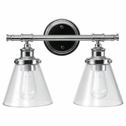 Globe Electric Parker 2-Light Chrome Vanity Light With Clear Glass Shades