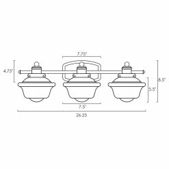 Kira Home Paramount 26" 3-Light Schoolhouse Bathroom Light, Glass Shade, Gray -home bar shop 77c18ce70d6415c7 8439 w800 h800 b1 p0