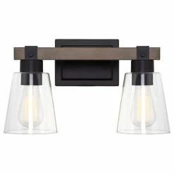 Kira Home Asher 16" Farmhouse / Bathroom Light, Funnel Glass Shades, Smoked -home bar shop 77e1f92800c3dd05 8431 w800 h800 b1 p0