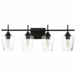 GETLEDEL 4-Light Dimmable Vanity Light With Seeded Glass Shades, Matte Black -home bar shop 7801b03b02cd07da 7544 w800 h800 b1 p0