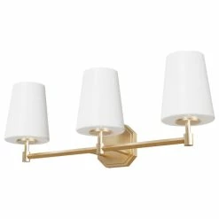 Hunter Fan Company Nolita Alturas Gold, Cased White Glass Glass 3 Light Vanity Wall