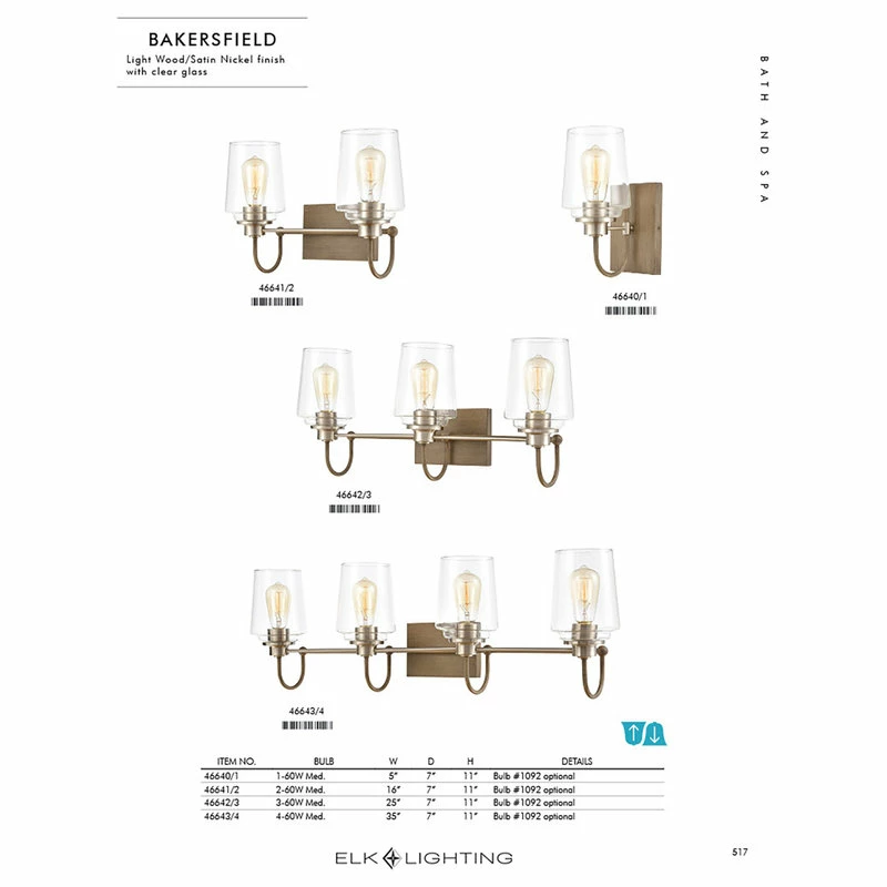 Elk Home Bakersfield 4-Light Vanity Light, Light Wood With Clear Glass 7 Elk Home Bakersfield 4-Light Vanity Light, Light Wood With Clear Glass - Image 7