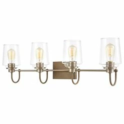 Elk Home Bakersfield 4-Light Vanity Light, Light Wood With Clear Glass