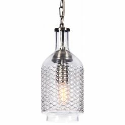 Casamotion Industrial Edison Hand Blown Glass Pendant Light With Brass Wire, 7"