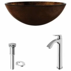 VIGO Brown And Gold Fusion Glass Vessel Sink And Faucet Set, Chrome -home bar shop 79e18e460e9ed8b8 7700 w800 h800 b1 p0