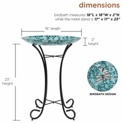 Alpine Corporation 24" Tall Outdoor Mosaic Dragonfly Glass Birdbath Bowl With Metal Stand -home bar shop 7a0147ce0112ba43 3489 w800 h800 b1 p0