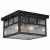 Vaxcel Mission Bronze Square Outdoor Flush Mount Ceiling Light Clear Glass