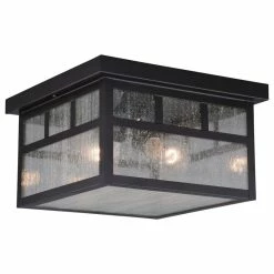 Vaxcel Mission Bronze Square Outdoor Flush Mount Ceiling Light Clear Glass