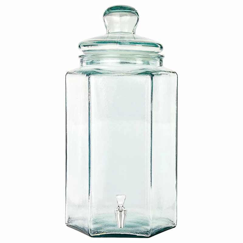 Couronne Co. Small Hexagonal Recycled Glass Jar With Spigot 2 Couronne Co. Small Hexagonal Recycled Glass Jar With Spigot - Image 2
