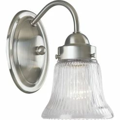 Progress Lighting Fluted Glass 1-Light Bath Light With Clear Prismati