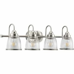 Progress Lighting Saluda Collection 4-Light Brushed Nickel Clear Glass Coastal Bath Vanity Light