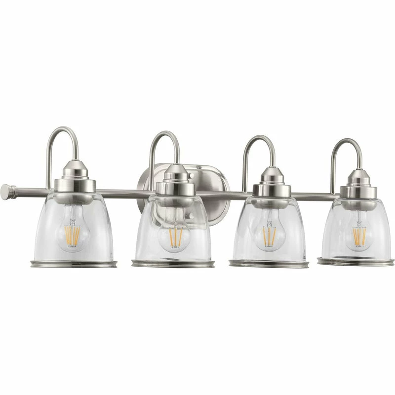 Progress Lighting Saluda Collection 4-Light Brushed Nickel Clear Glass Coastal Bath Vanity Light 1 Progress Lighting Saluda Collection 4-Light Brushed Nickel Clear Glass Coastal Bath Vanity Light