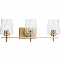 Progress Lighting 3-Light Clear Glass New Traditional Bath Vanity Light, Vintage Brass -home bar shop 7b3146fa01352631 7749 w800 h800 b1 p0