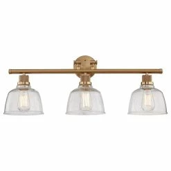 Vanity Art LLC Light Vanity Light, Satin Gold With Clear Seedy Glass, Satin Gold, 3 Light