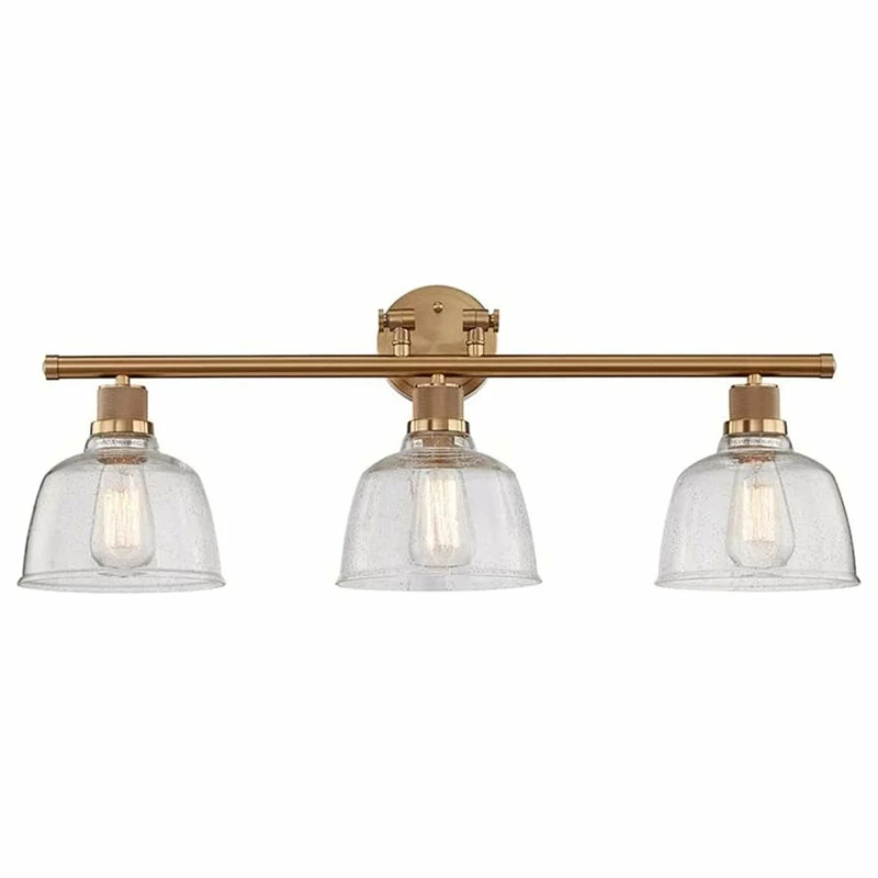 Vanity Art LLC Light Vanity Light, Satin Gold With Clear Seedy Glass, Satin Gold, 3 Light 1 Vanity Art LLC Light Vanity Light, Satin Gold With Clear Seedy Glass, Satin Gold, 3 Light