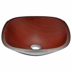 ANZZI Cansa Series Deco-Glass Vessel Sink In Rich Timber