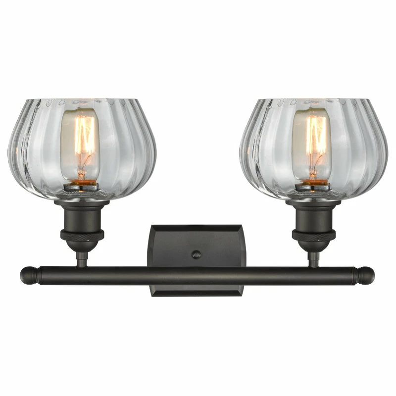 Innovations Lighting Salina 2-Light LED Bath Fixture, Oil Rubbed Bronze, Glass: Clear 2 Innovations Lighting Salina 2-Light LED Bath Fixture, Oil Rubbed Bronze, Glass: Clear - Image 2