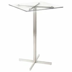 Lumisource Fuji Contemporary Bar Table, Clear Glass, Square