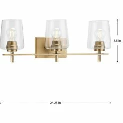 Progress Lighting 3-Light Clear Glass New Traditional Bath Vanity Light, Vintage Brass -home bar shop 7bd19ccd01352632 7749 w800 h800 b1 p0