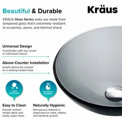 Kraus USA, Inc. Black 16 1/2" Clear Glass Vessel Bathroom Sink 17 Kraus USA, Inc. Black 16 1/2" Clear Glass Vessel Bathroom Sink -home bar shop 7bd1a3dc00e5e801 3123 w800 h800 b1 p0