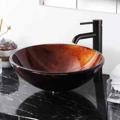 Yescom Antique Round Tempered Glass Vessel Sink -home bar shop 7bf143000b3a4d47 3071 w800 h800 b0 p0