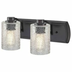 Destination Lighting Industrial Textured Glass 2-Light Bath Wall Light In Bronze