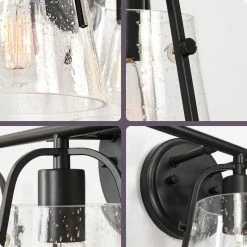 Kira Home Branson 22" Farmhouse Bathroom Light, Seeded Glass Cone Shades, Black -home bar shop 7cb1a24e02cfd77b 8427 w800 h800 b0 p0