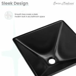Swiss Madison Claire 15.5" Glass Vessel Sink, Black -home bar shop 7cc1988101b0d5e3 7365 w800 h800 b1 p0