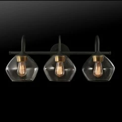 Globe Electric 3-Light Vanity Light, Dark Bronze, Clear Glass Shade -home bar shop 7cd1246f01819f4c 0512 w800 h800 b0 p0