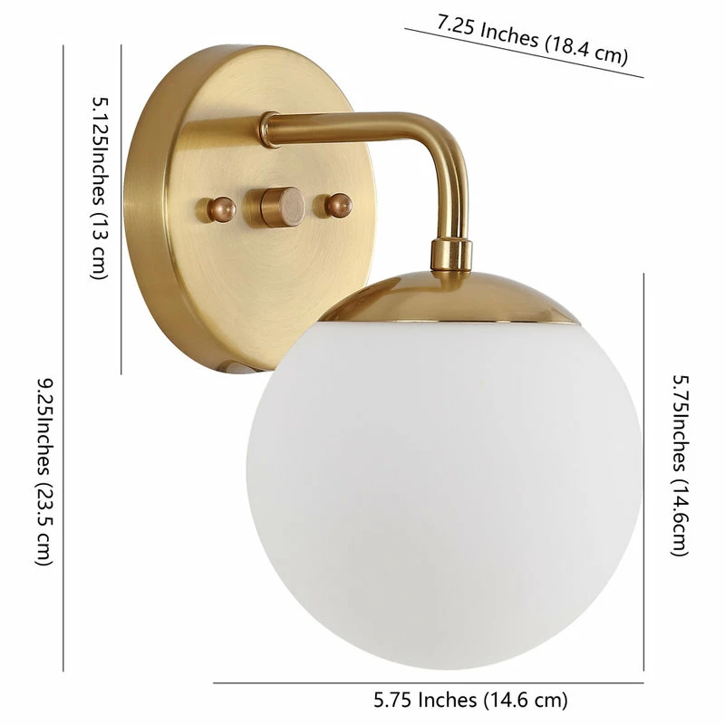 JONATHAN Y Louis Globe Metal/Frosted Glass Modern LED Vanity, 1-Light 11 JONATHAN Y Louis Globe Metal/Frosted Glass Modern LED Vanity, 1-Light - Image 11