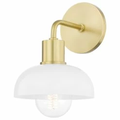 Hudson Valley Lighting Kyla 1-Light Bath Bracket, Aged Brass Finish, Opal Glossy Glass