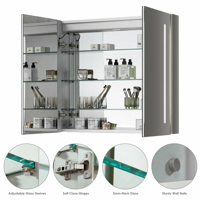 Altair Catola 36" Clear Glass Surface-Mount/Recessed LED Mirror Medicine Cabinet 10 Altair Catola 36" Clear Glass Surface-Mount/Recessed LED Mirror Medicine Cabinet - Image 10