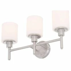A Touch Of Design 3-Bulb Vanity Light Bright Satin Nickel Finish With White Glass Sconce -home bar shop 7e9120dd0e5575f5 4869 w800 h800 b1 p0