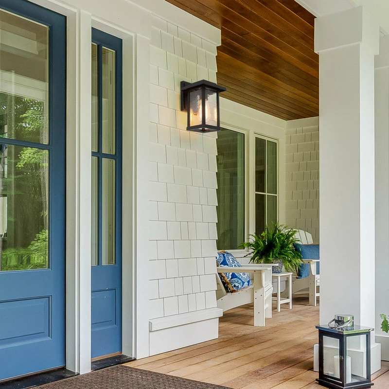 LNC Lighting LNC 1-Light Trasitional Matte Black Rectangle Water Glass Outdoor Lighting 7 LNC Lighting LNC 1-Light Trasitional Matte Black Rectangle Water Glass Outdoor Lighting - Image 7