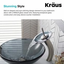 Kraus USA, Inc. Black 16 1/2" Clear Glass Vessel Bathroom Sink 16 Kraus USA, Inc. Black 16 1/2" Clear Glass Vessel Bathroom Sink -home bar shop 7f71daaa00e5e7ff 3123 w800 h800 b0 p0