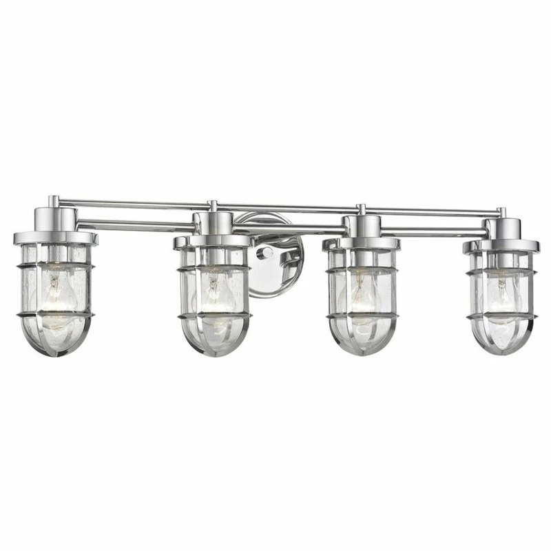 Destination Lighting Seeded Glass Bathroom Light Chrome Cage 4 Lt 2 Destination Lighting Seeded Glass Bathroom Light Chrome Cage 4 Lt - Image 2