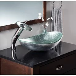 Miseno MNO032NV-OVAL Painted Foil 21-1/2" Oval Glass Vessel - Silver -home bar shop 81e1a38c0d3ca37b 4619 w800 h800 b0 p0