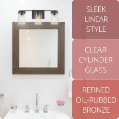 Kira Home Ainsley 21.5" Farmhouse / Bathroom Light, Cylinder Glass Shades -home bar shop 81e1b0950181a182 8637 w800 h800 b0 p0