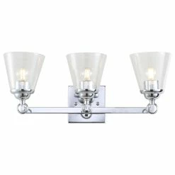 JONATHAN Y Marion Hurricane Metal, Glass Vanity Light, Chrome, 3-Light