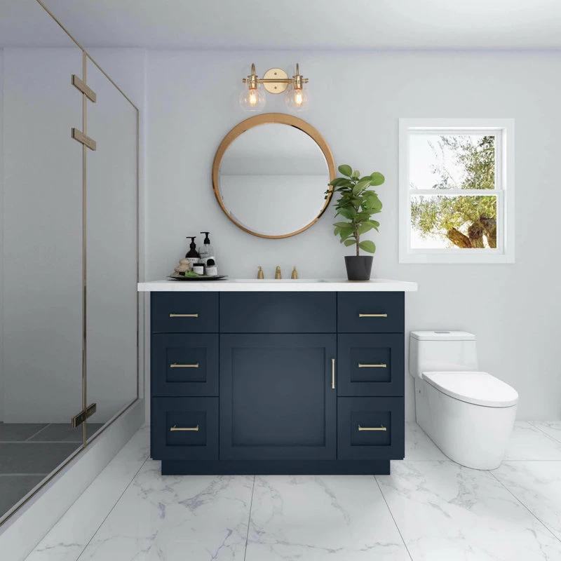 LNC Lighting LNC 2-Light Modern Matte Gold Bell Shade Clear Glass Bathroom Vanity Light 5 LNC Lighting LNC 2-Light Modern Matte Gold Bell Shade Clear Glass Bathroom Vanity Light - Image 5