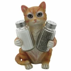 DWK Corp. Timmy Tabby Cat Glass Salt And Pepper Shaker, 3-Piece Set