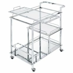 Acme Furniture Splinter Serving Cart, Clear Glass And Chrome Finish -home bar shop 82a120ac0037f1e5 9560 w800 h800 b1 p0