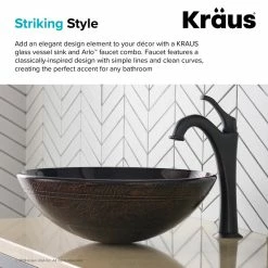 Kraus USA, Inc. Glass Vessel Sink, Bathroom Arlo Faucet, PU Drain, Mounting Ring, Oil Rub Bronze -home bar shop 82a1ae1803518cc9 9138 w800 h800 b0 p0