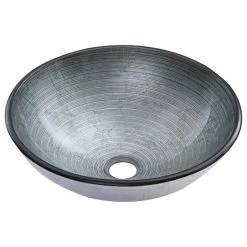 VIGO Glass Vessel Bathroom Sink, Simply Silver