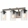 LNC Lighting LNC 3-Light Farmhouse Garyish Brown Cylinder Glass Bathroom Vanity Light