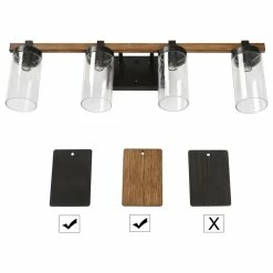 LNC Lighting LNC Farmhouse Black Bathroom Vanity Light With Seeded Glass, 4-Light -home bar shop 8331cdf302639ec8 6567 w800 h800 b1 p0
